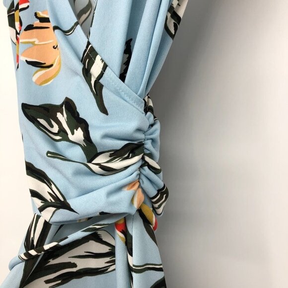 Maggy London Light Blue Floral Wrap Midi Dress size 4 - Picture 7 of 16